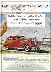 Blechpostkarte: Cadillac shows the world