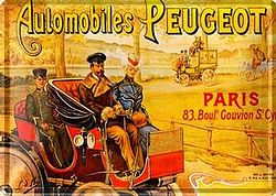 Blechpostkarte: Oldtimermotiv Automobil Peugeot